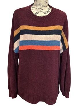 American Eagle Outfitters striped 90’s Grunge sweater chenille knit oversized